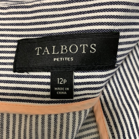 Talbots Cotton Skirt Striped Size 12P Grey and White Stripes - Picture 6 of 10